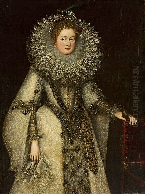 Portrait of a lady in Spanish dress. Oil Painting by Frans Pourbus the younger