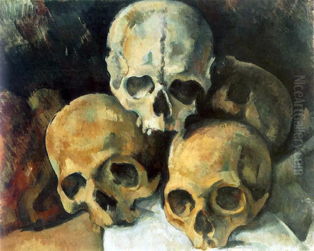 Pyramid of Skulls Oil Painting by Paul Cezanne