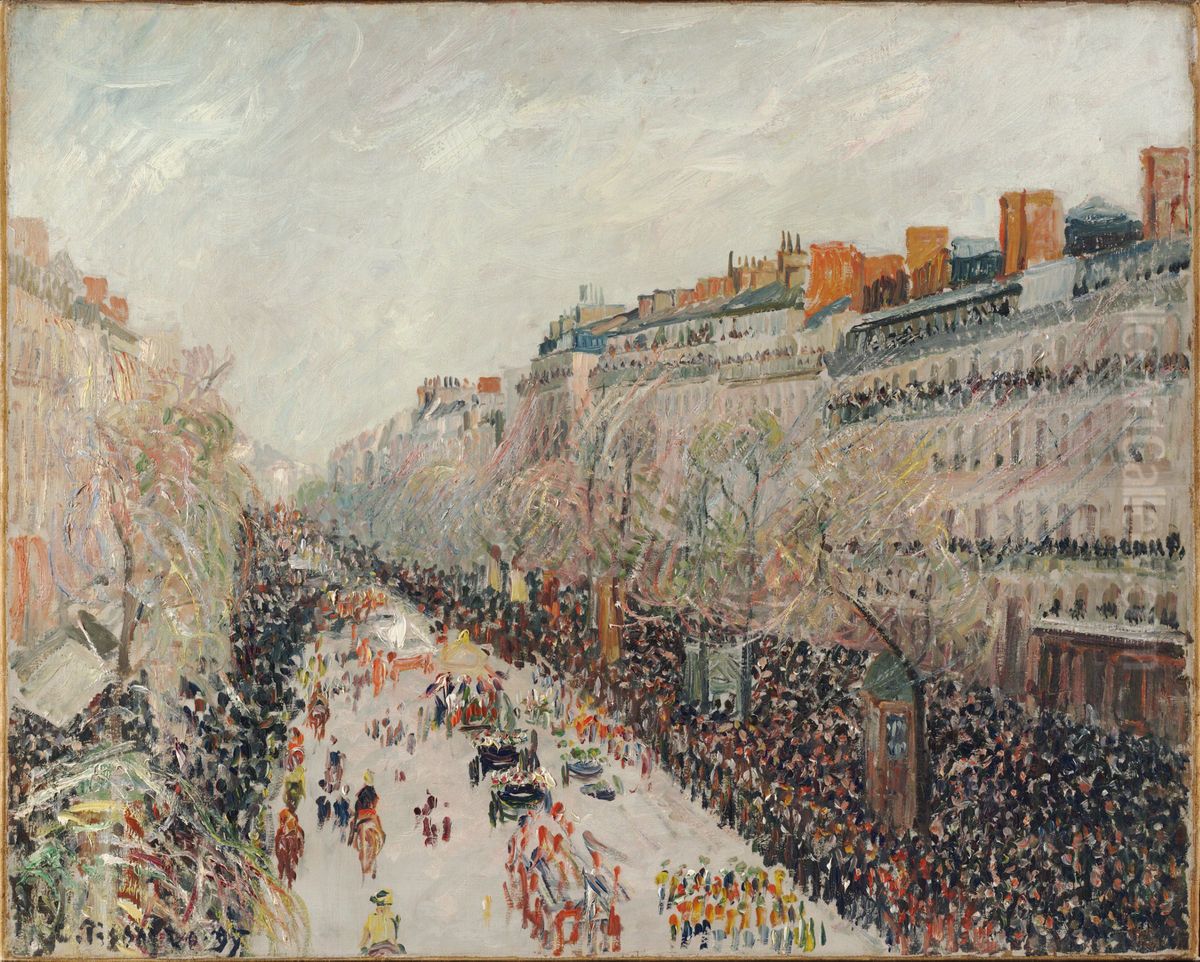 Boulevard Montmartre, Mid-Lent Oil Painting by Camille Pissarro