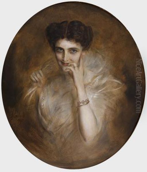 Portrait of Mary Victoria Leiter Oil Painting by Lenbach Franz Von