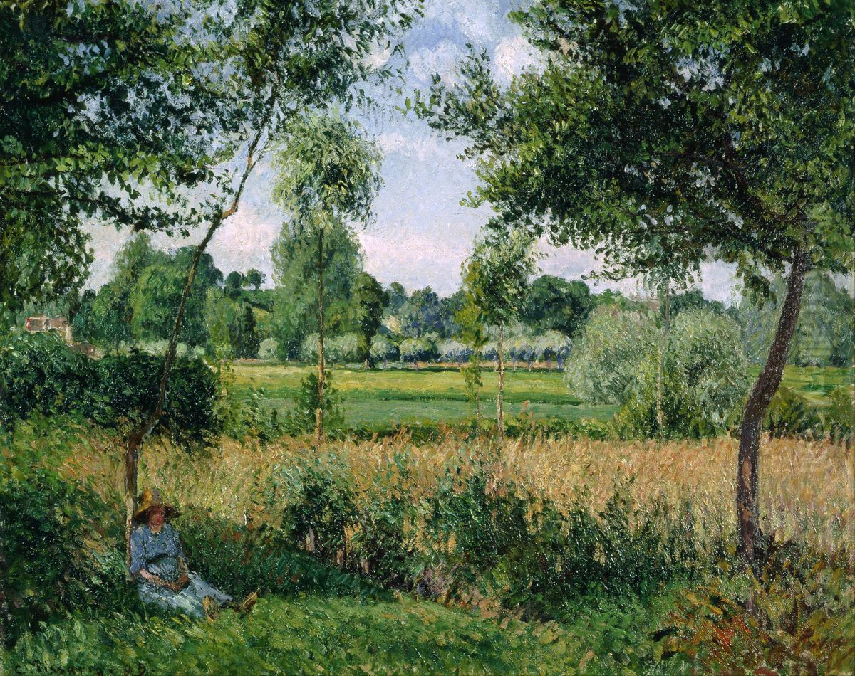 Morning Sunlight Effect, Eragny Oil Painting by Camille Pissarro