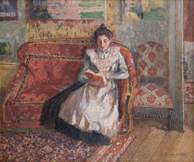 Jeanne Pissarro, Called Cocotte, Reading Oil Painting by Camille Pissarro