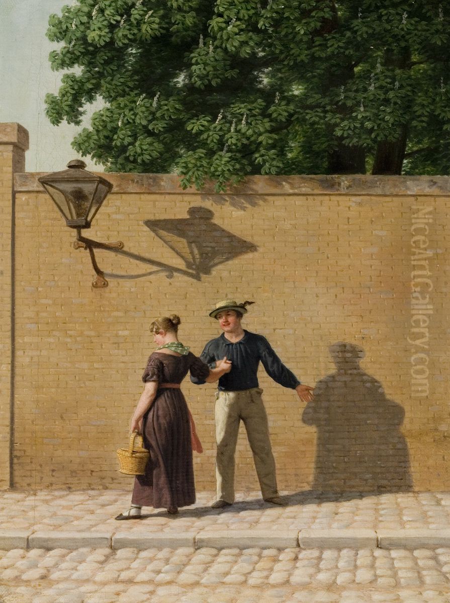 A sailor taking leave of his girl Oil Painting by Christoffer Wilhelm Eckersberg