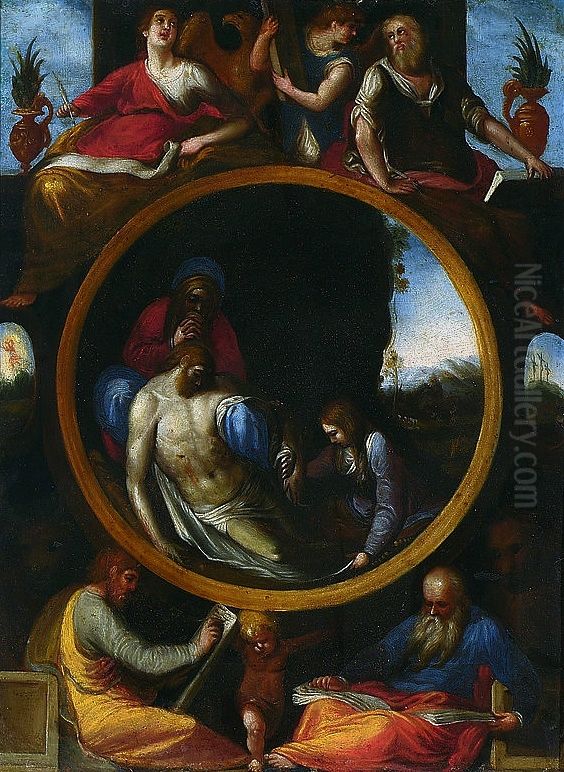 The lamentation over the dead Christ Oil Painting by Denys Calvaert