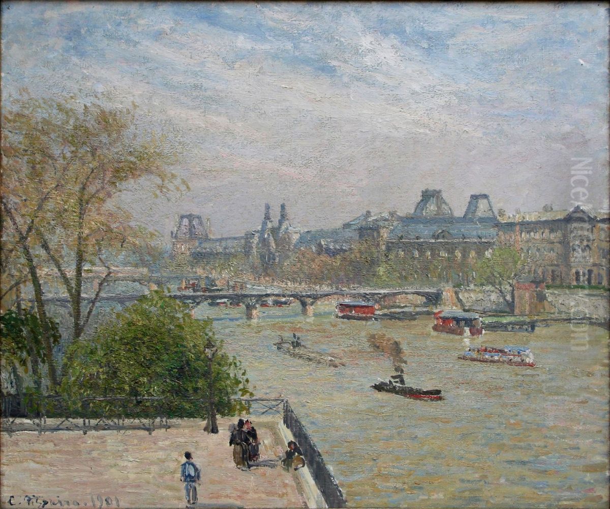 The Louvre, Spring Oil Painting by Camille Pissarro