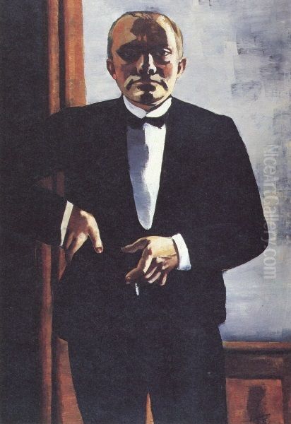 Selbstbildnis im Smoking Oil Painting by Max Beckmann