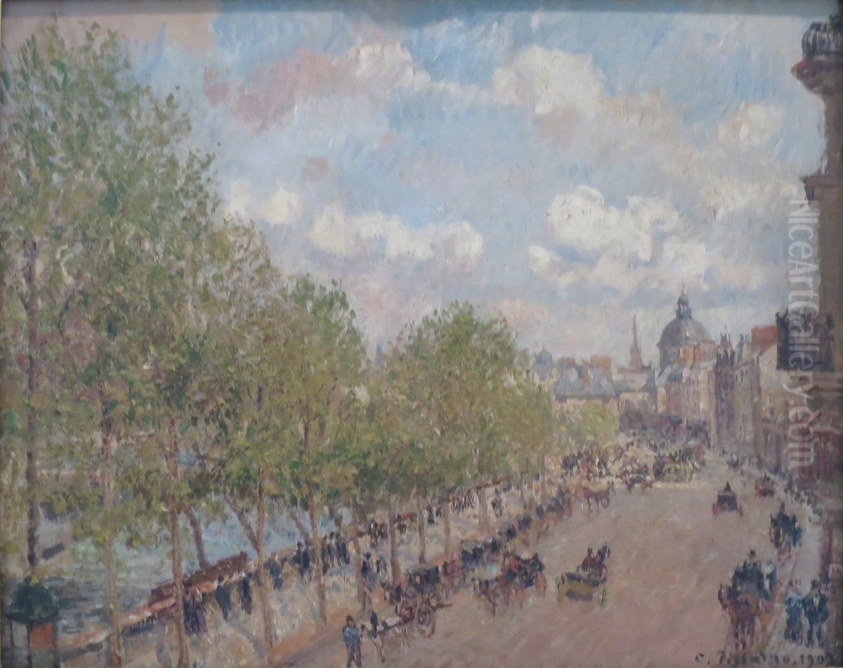 Quai Malaquais, Sunny Afternoon Oil Painting by Camille Pissarro