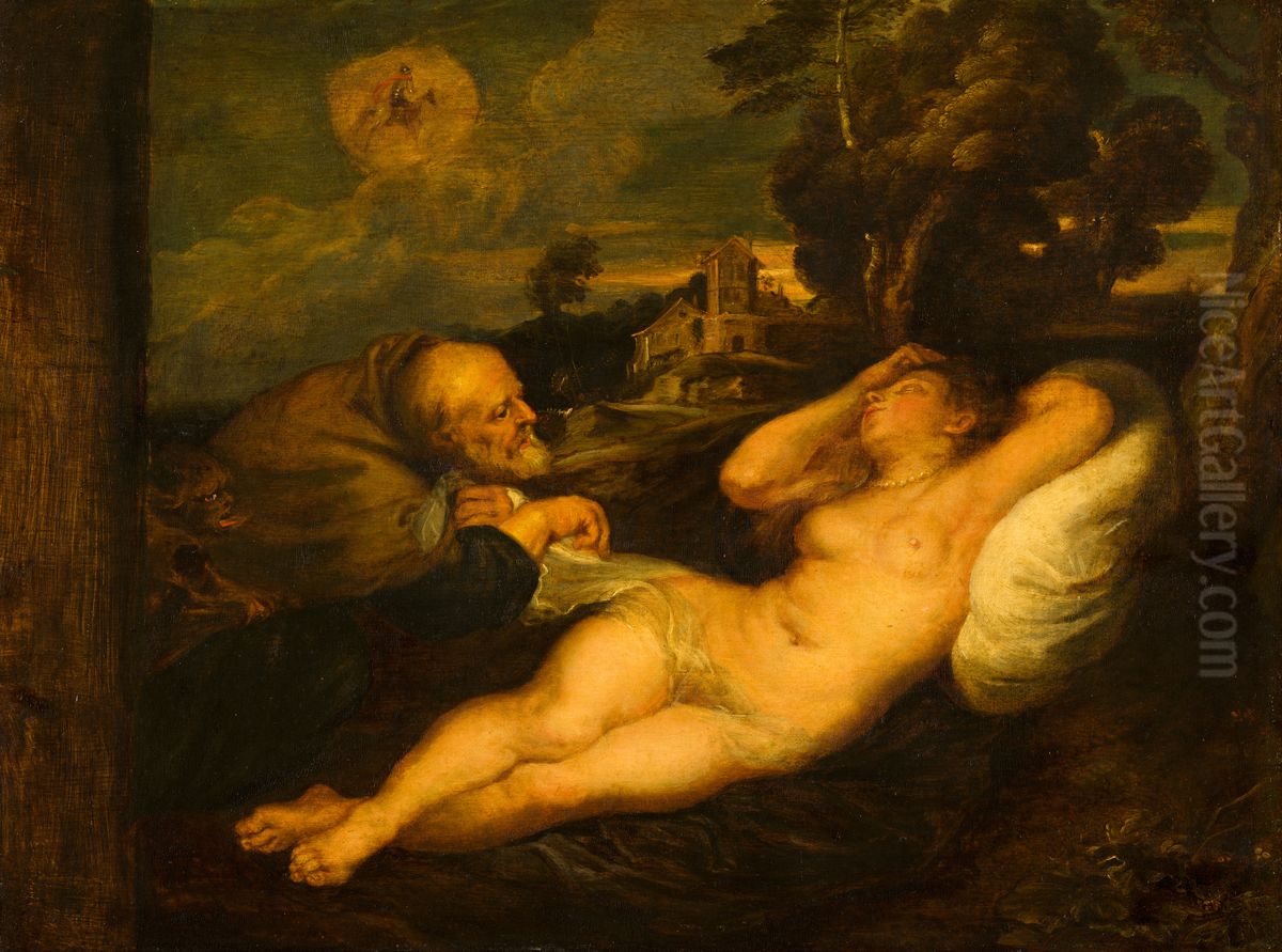 Angelica Spied On by the Hermit Oil Painting by (studio of) Rubens, Peter Paul