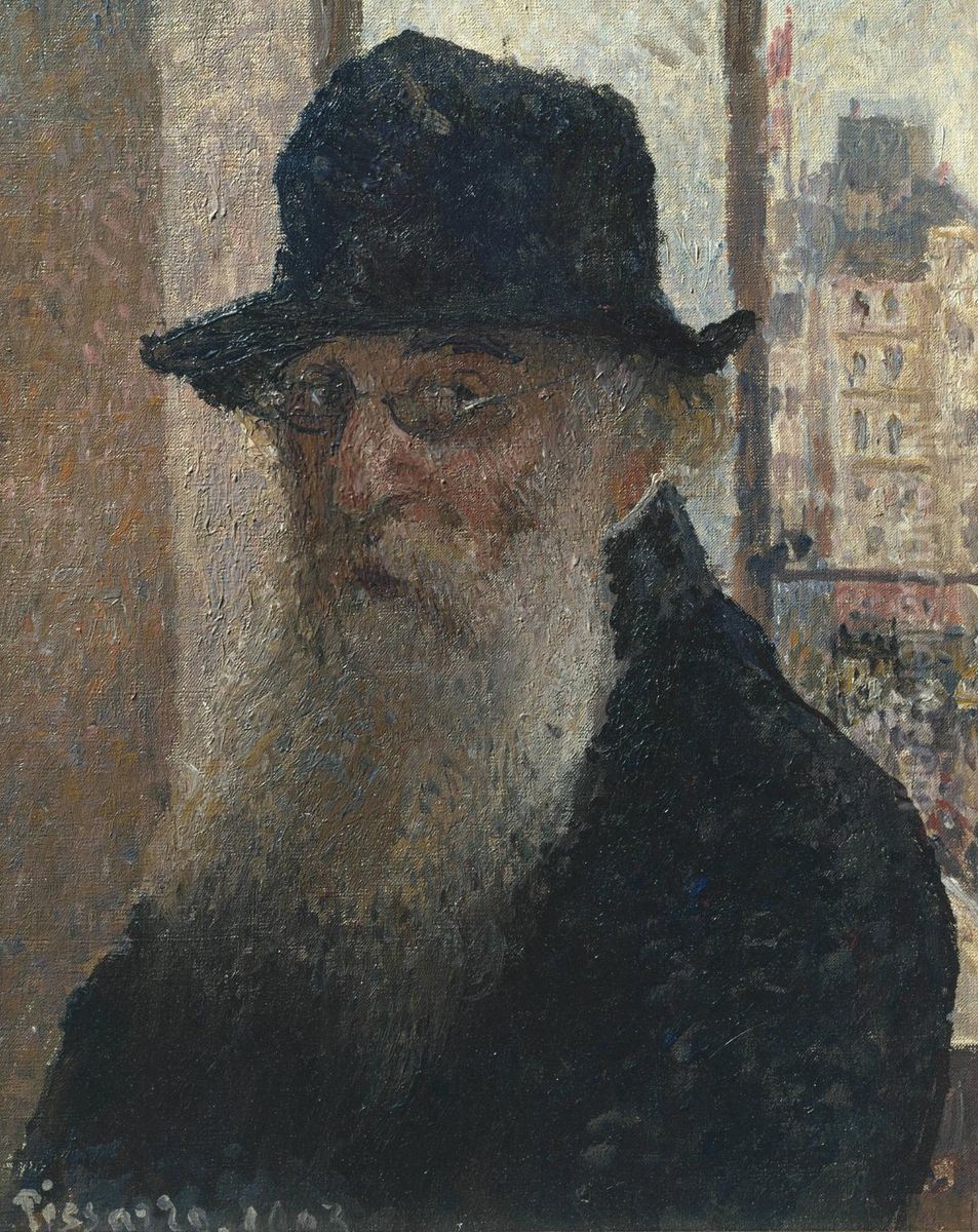 Self-Portrait with Hat Oil Painting by Camille Pissarro