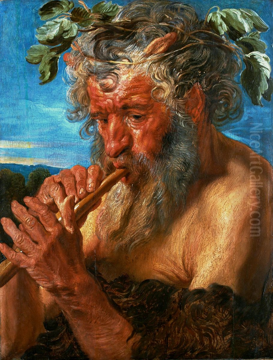 Pan playing flute Oil Painting by Jacob Jordaens