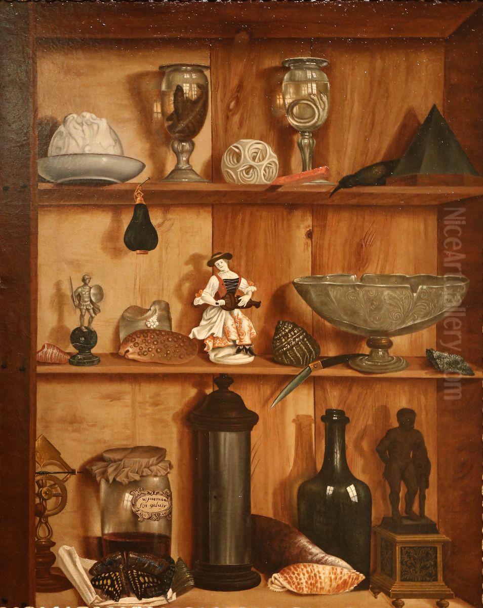 Trompe-l'oeil a la statuette d'Hercule Oil Painting by Jean Valette-Penot