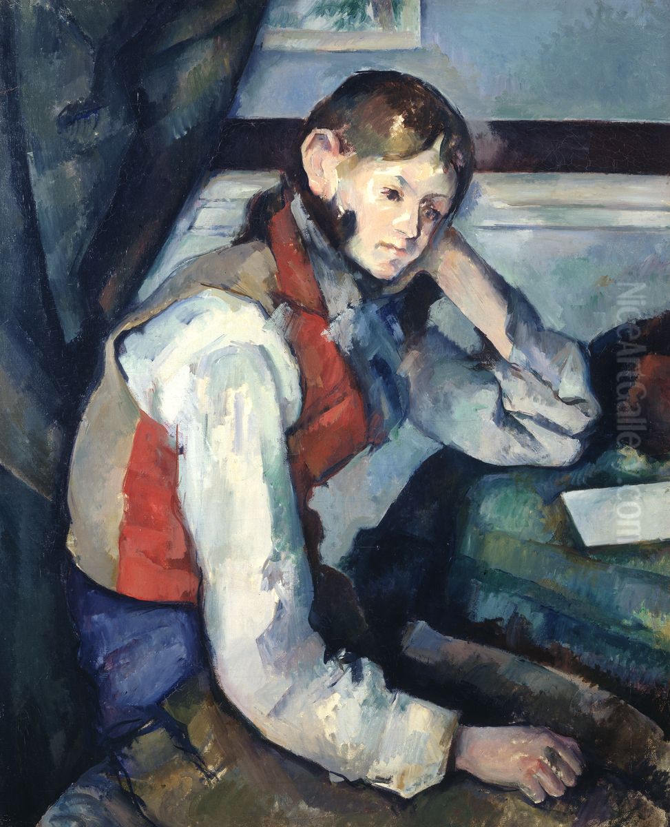 Le garcon au gilet rouge Oil Painting by Paul Cezanne