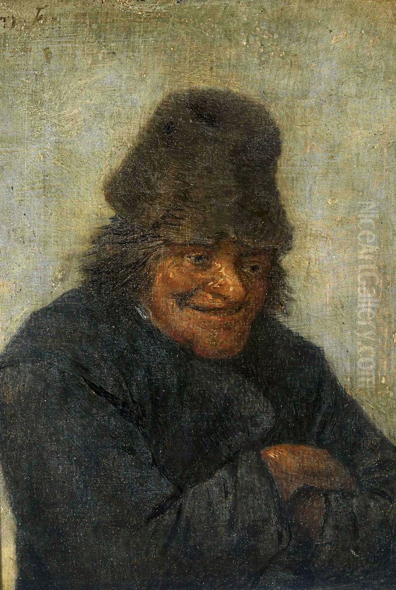 Laughing peasant. Oil Painting by David Teniers the Younger