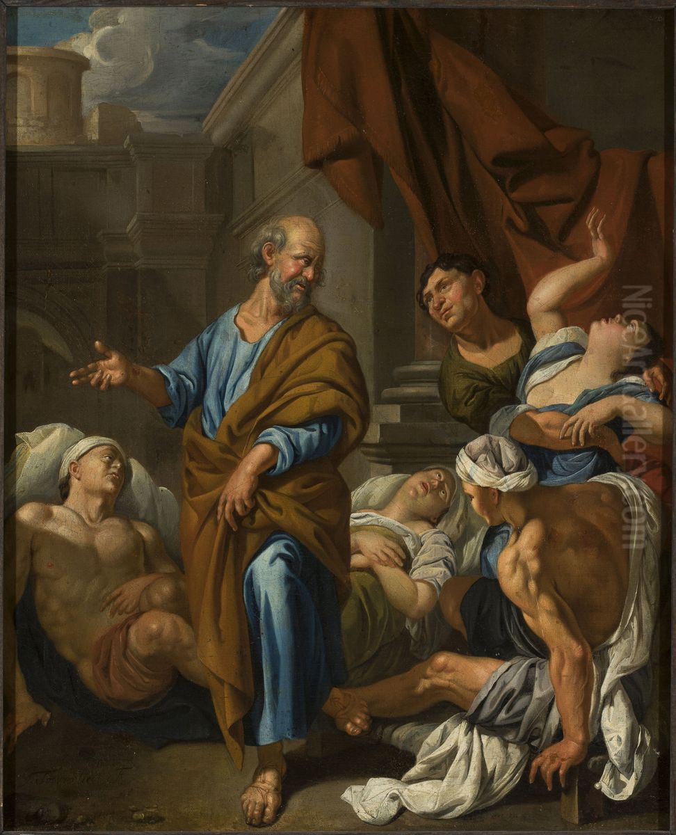 St. Peter healing the sick Oil Painting by Jacob Toorenvliet