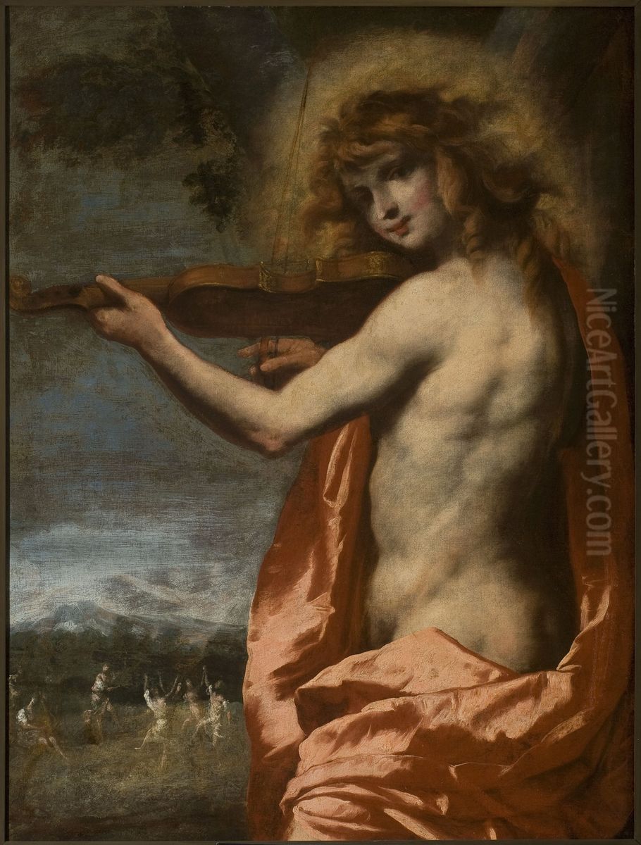 Apollo playing the violin. Oil Painting by Pietro della Vecchia