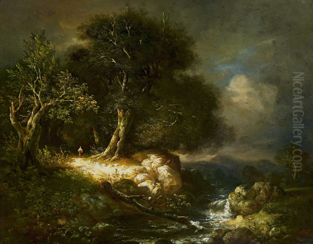 Landscape after a storm. Oil Painting by James Stark