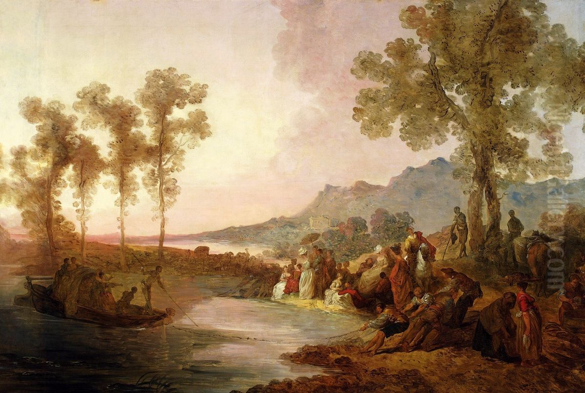 Group trip to the lake Oil Painting by Jean-Pierre Norblin De La Gourdaine