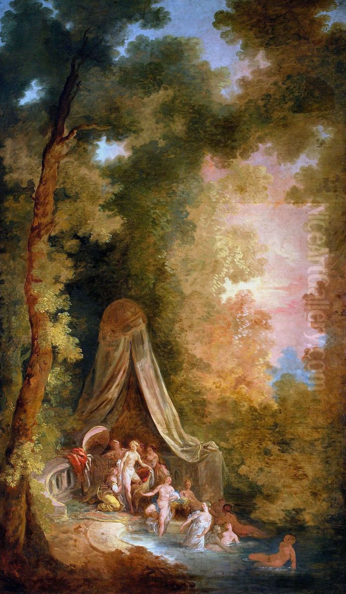 Bathing in a park Oil Painting by Jean-Pierre Norblin De La Gourdaine