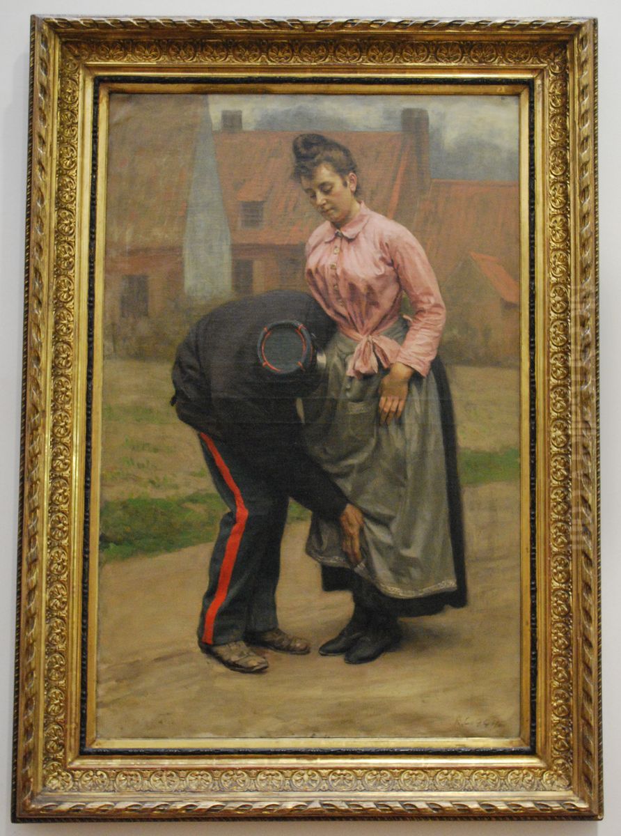 Search at the Custom House Oil Painting by Remy Cogghe