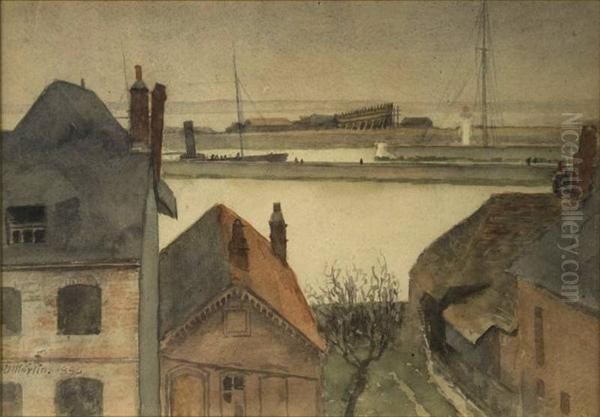 The Harbour at Etaples Oil Painting by Homer Dodge Martin