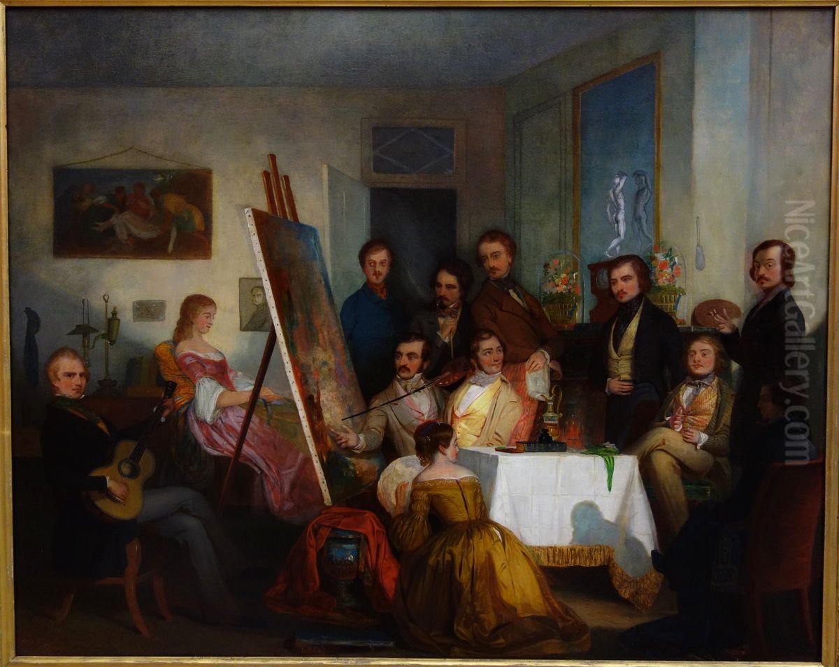 A Studio Reception, Paris Oil Painting by Thomas Prichard Rossiter