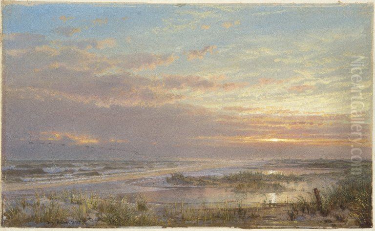 A High Tide at Atlantic City Oil Painting by William Trost Richards