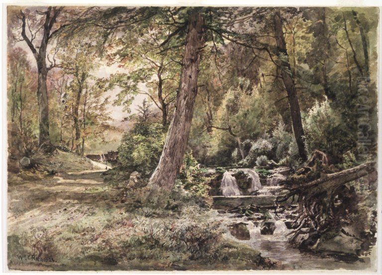 Landscape with Stream and Road, Chester County Oil Painting by William Trost Richards