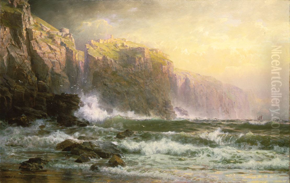 The League Long Breakers Thundering on the Reef Oil Painting by William Trost Richards