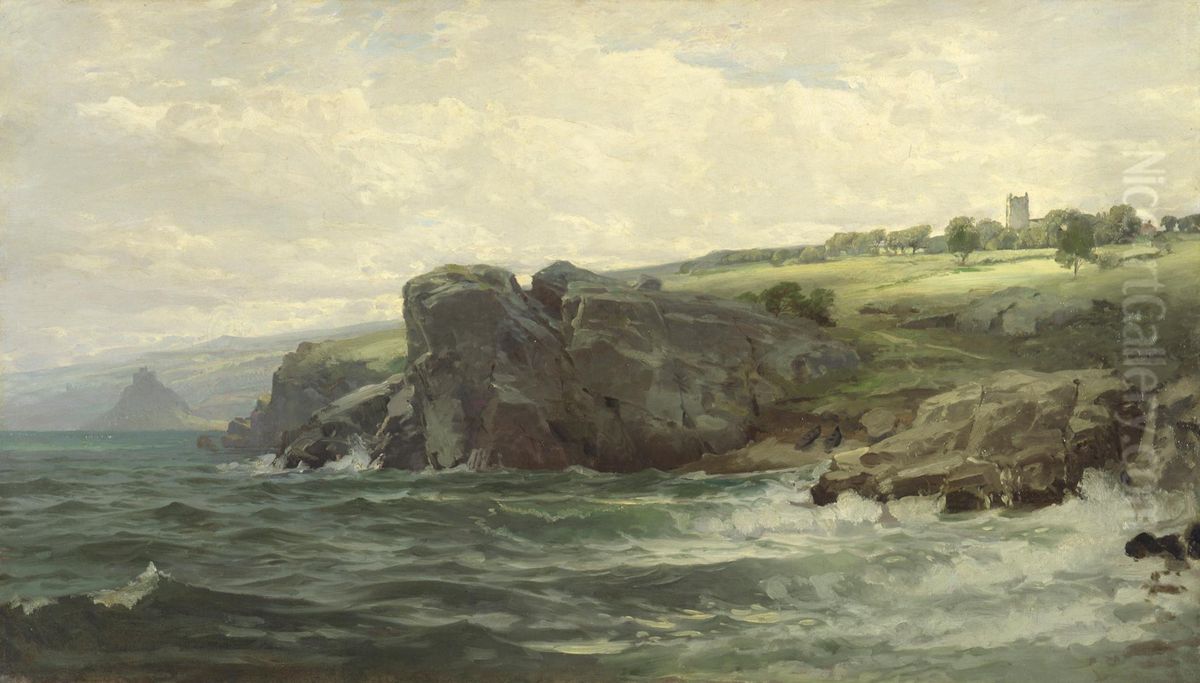 Tower on the Cornish Coast Oil Painting by William Trost Richards