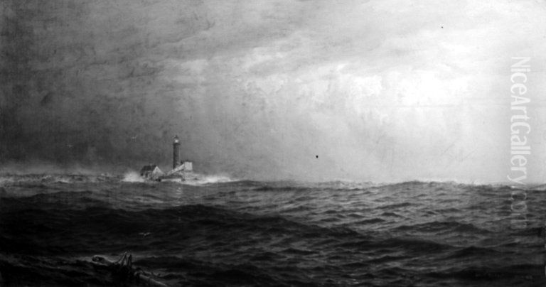 White Island Light, Isle of Shoals, N.H. Oil Painting by William Trost Richards