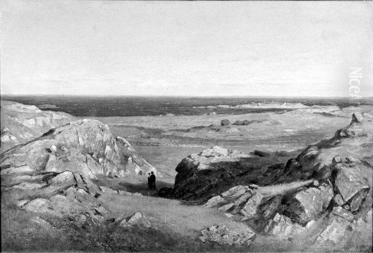 Rocky Shore Oil Painting by Worthington Whittredge