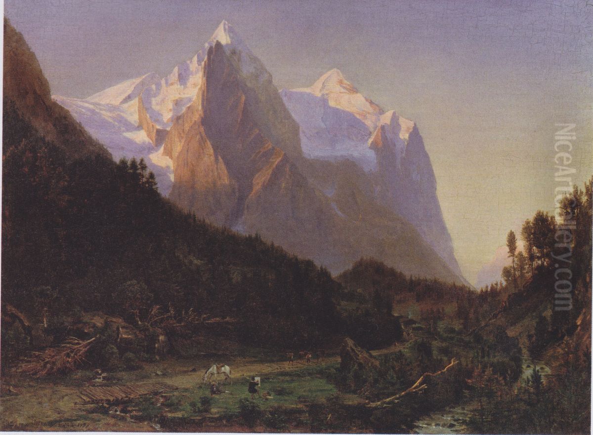The Wetterhorn Oil Painting by Worthington Whittredge