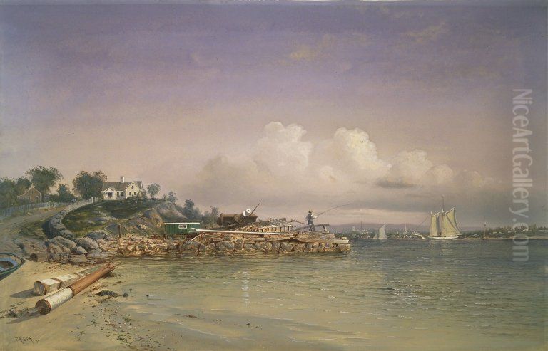 View near New London, Connecticut Oil Painting by Francis A. Silva