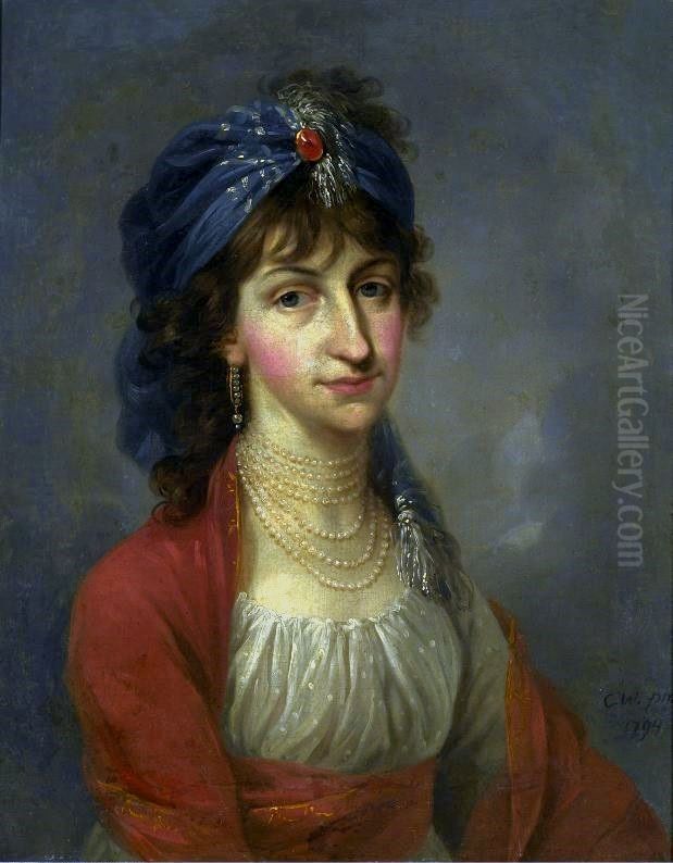 Portret Kazimiery Wilzyny Oil Painting by Kazimierz Wojniakowski