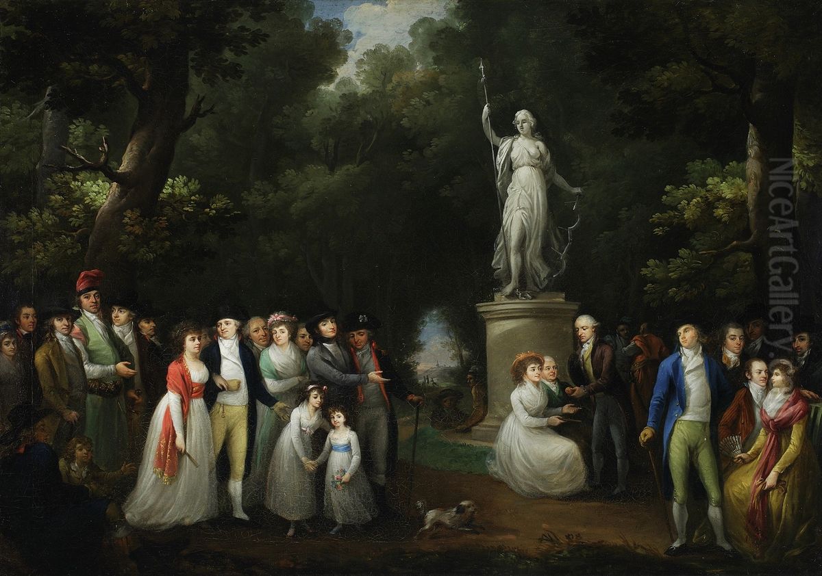 Meeting in the park (Royal Baths Park). Oil Painting by Kazimierz Wojniakowski