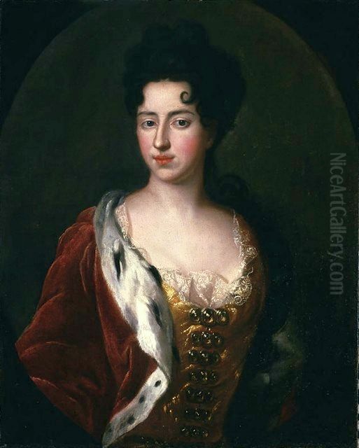 Portrait of Queen Catherine Opalinska. Oil Painting by Adam Manyoki