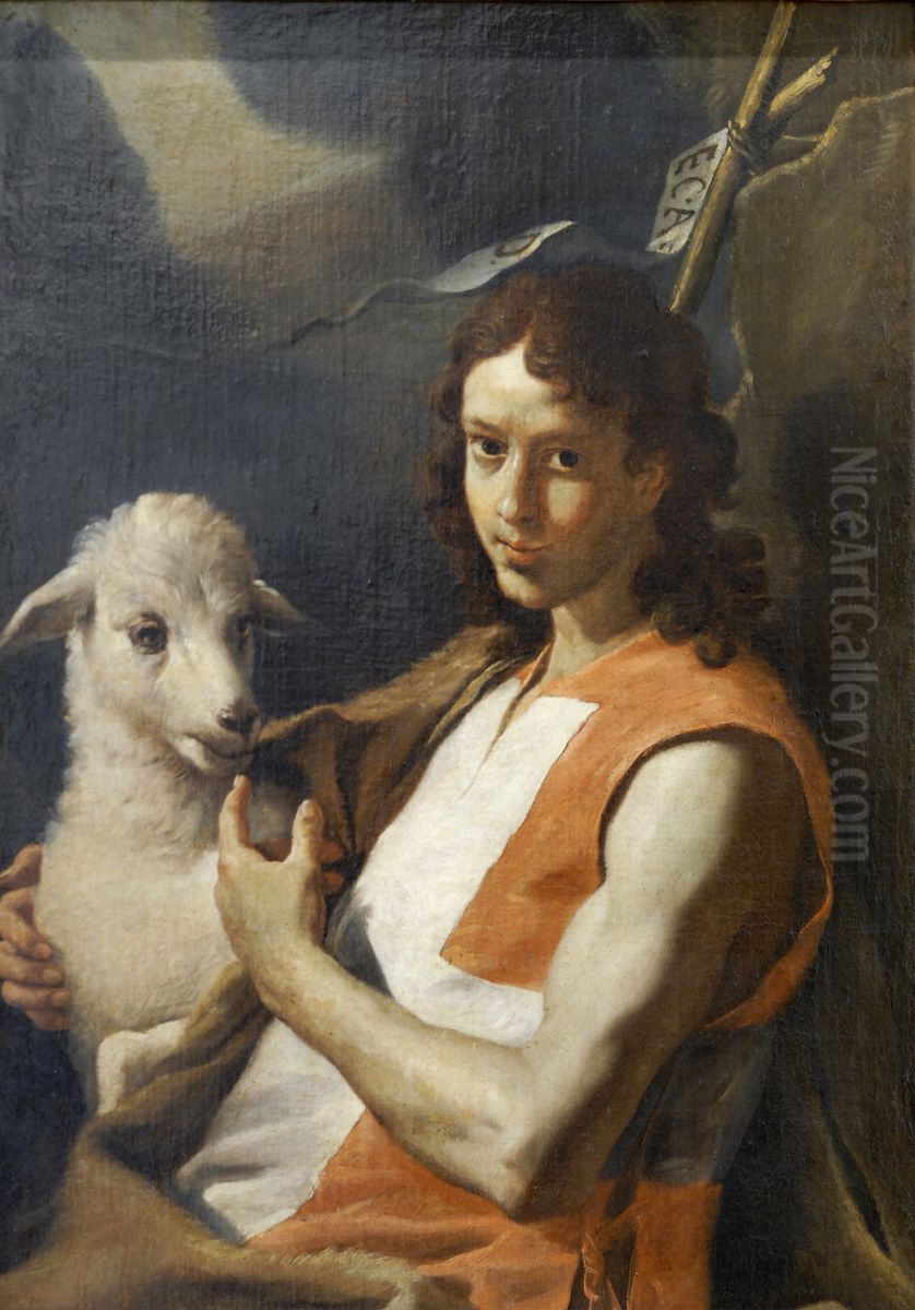St John the Baptist Wearing the Red Tabard of the Order of St John Oil Painting by unknown