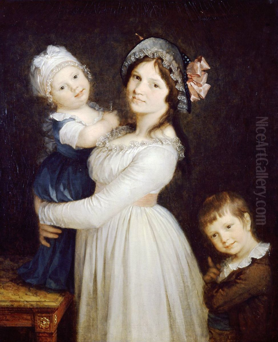 Madame Georges Anthony and Her Two Sons Oil Painting by Pierre-Paul Prud'hon