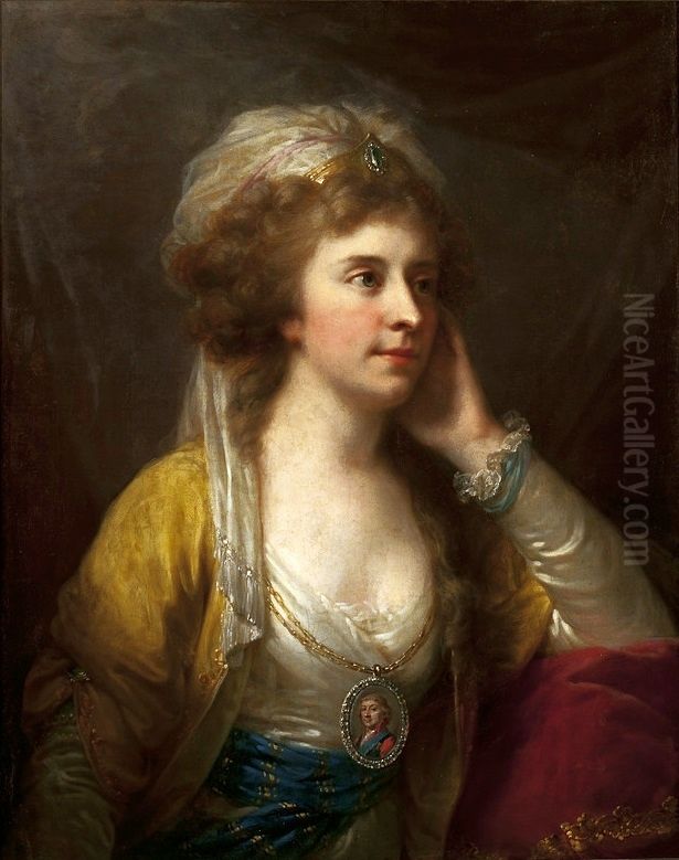 Portrait of Kordula Potocka nee Komorowska dressed a la turque. Oil Painting by Johann Baptist von Lampi the Elder