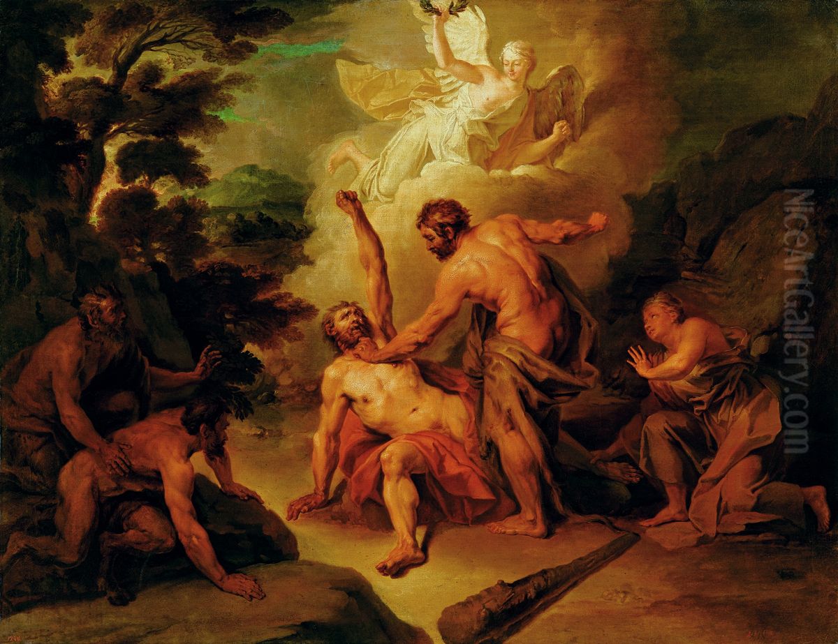 Hercules fighting Achelous Oil Painting by Nicolas Bertin