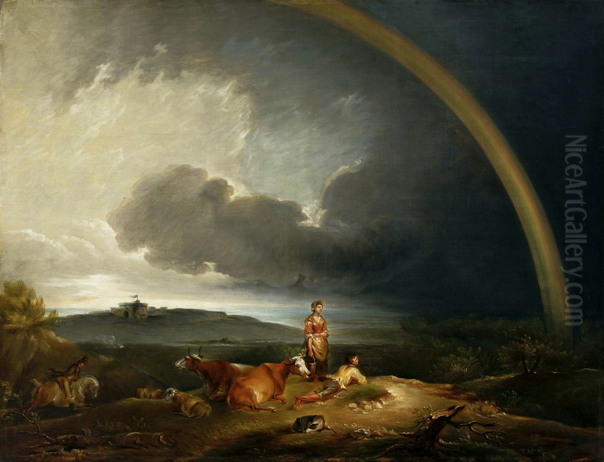 Landscape with a rainbow. Oil Painting by Francis Bourgeois