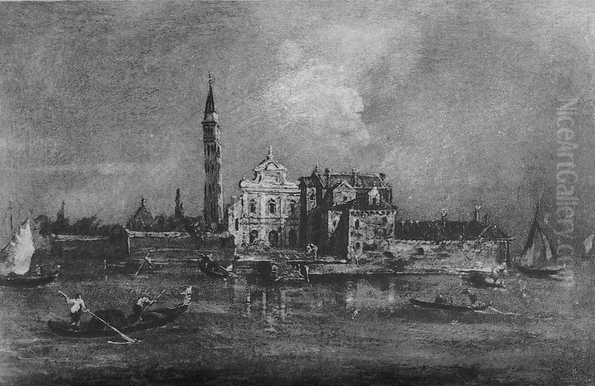 Island of Santo Spirito in Venice. Oil Painting by Francesco Guardi