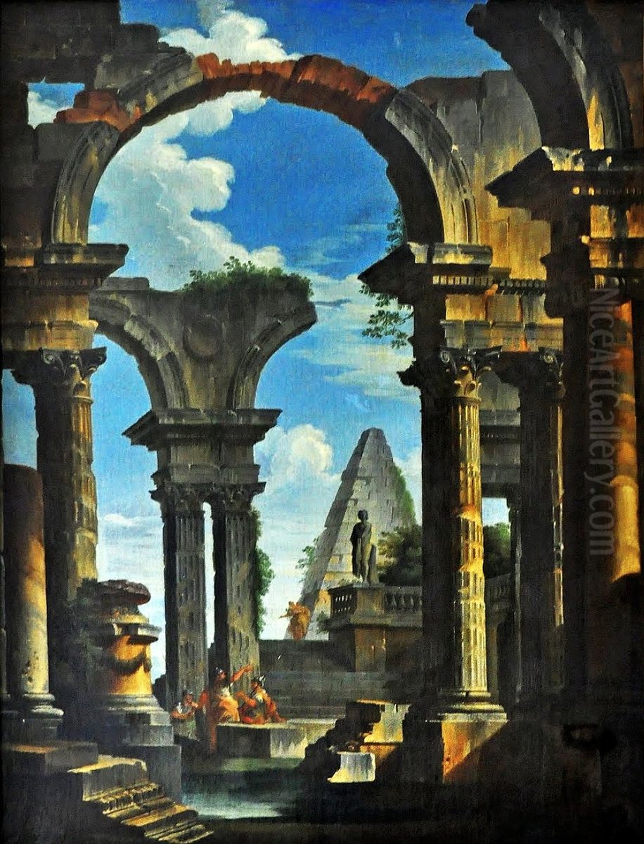 Roman ruins. Oil Painting by Giovanni Paolo Panini