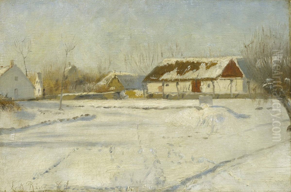 Winter scene Oil Painting by Laurits Andersen Ring