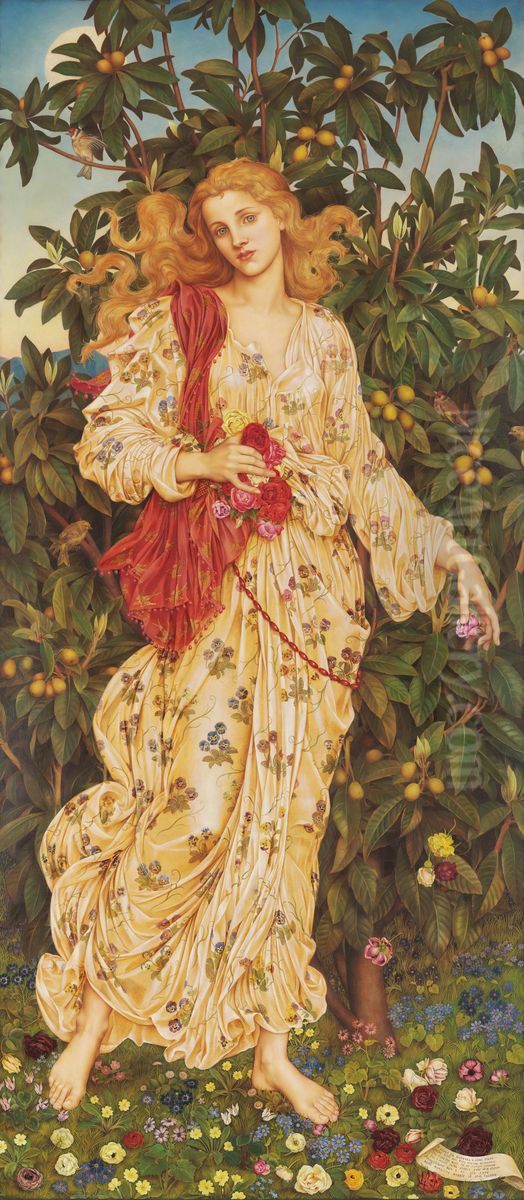 Flora Oil Painting by Evelyn de Morgan