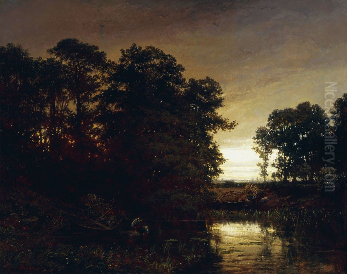 Landscape with a pond. Oil Painting by Charles-Francois Daubigny