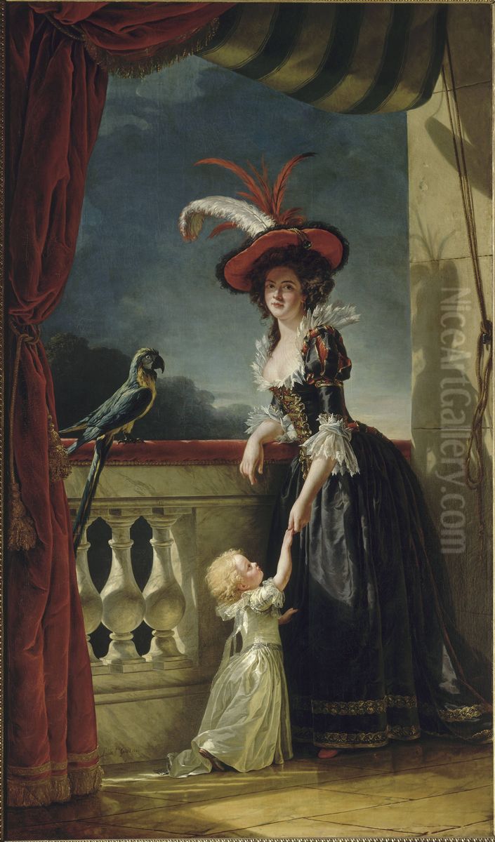 Portrait of Louise-Elisabeth of France with her son Oil Painting by Adelaide Labille-Guiard