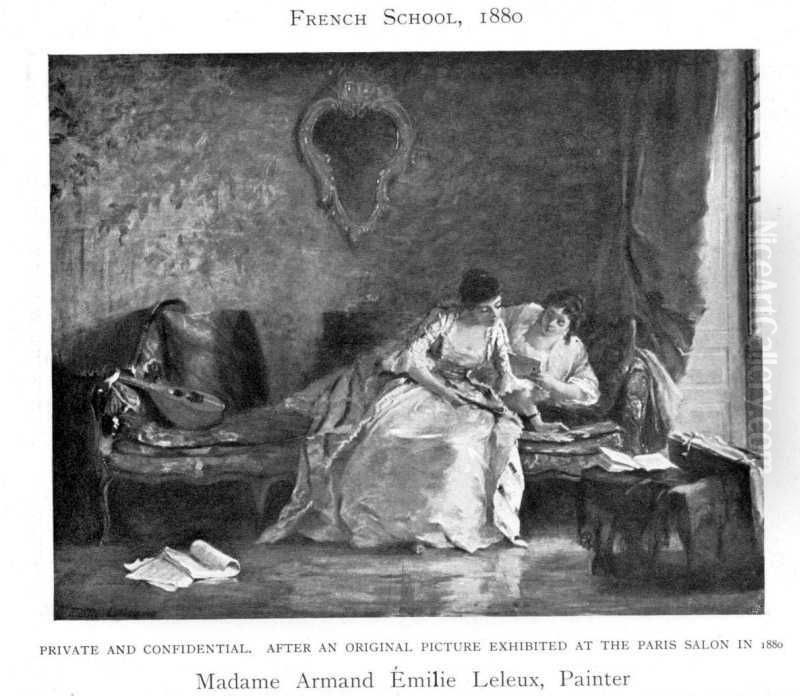 Private and Confidential Oil Painting by Louise-Emilie Leleux-Giraud