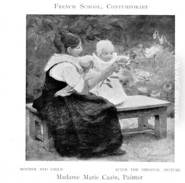 Mother and Child Oil Painting by Marie, Nee Guillet Cazin