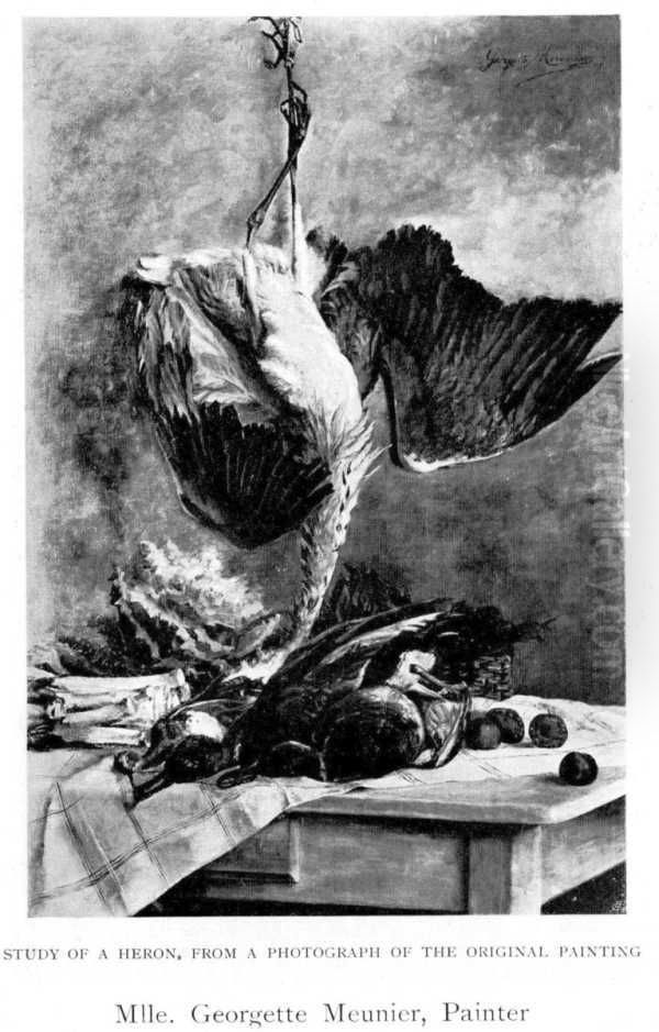 Study of a Heron Oil Painting by Georgette Meunier